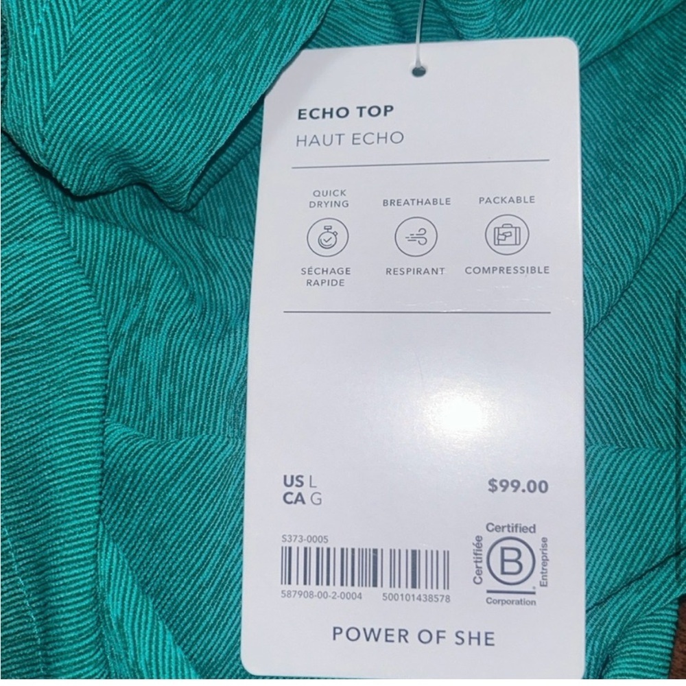 NWT Athleta Echo Top Quick Dry Breathable Blouse - Picture 5 of 8